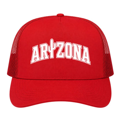 Red Arizona Cactus Golf Trucker Hat