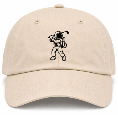 Beige Astronaut Space Golf Dad Hat