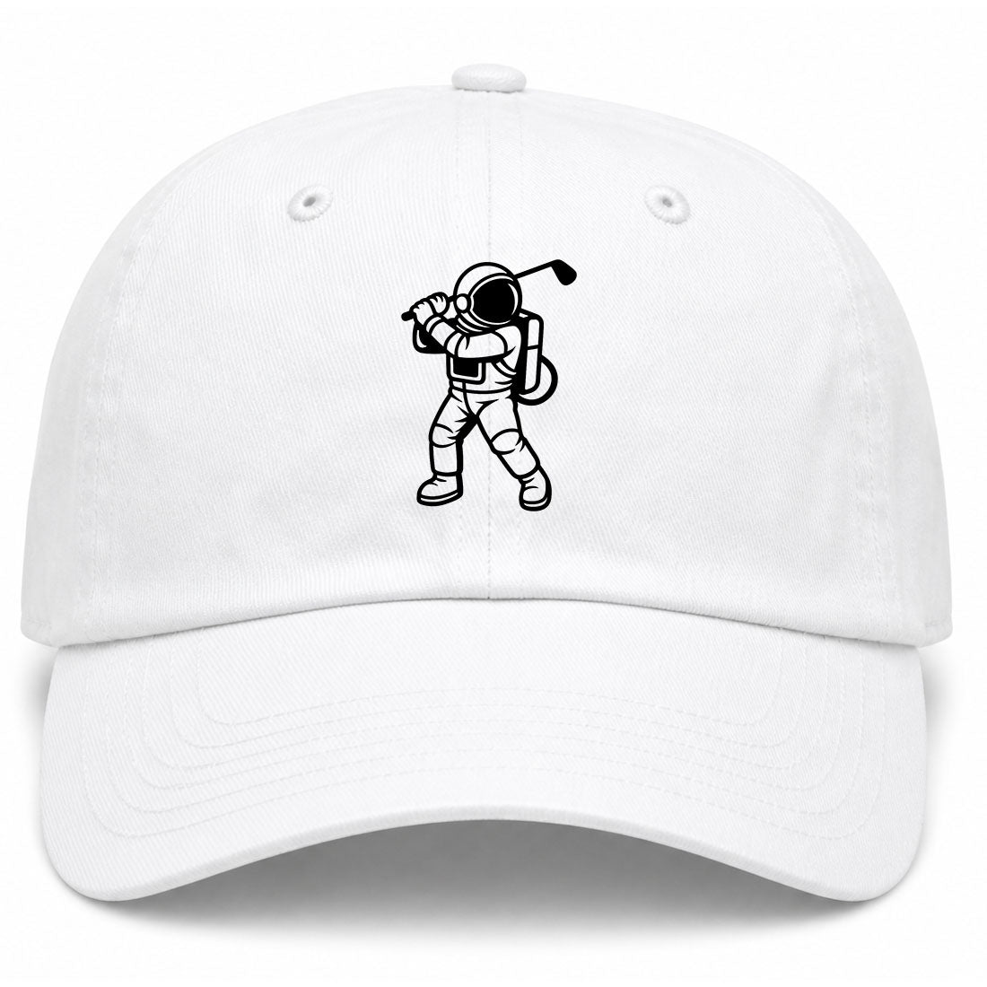 White Astronaut Space Golf Dad Hat