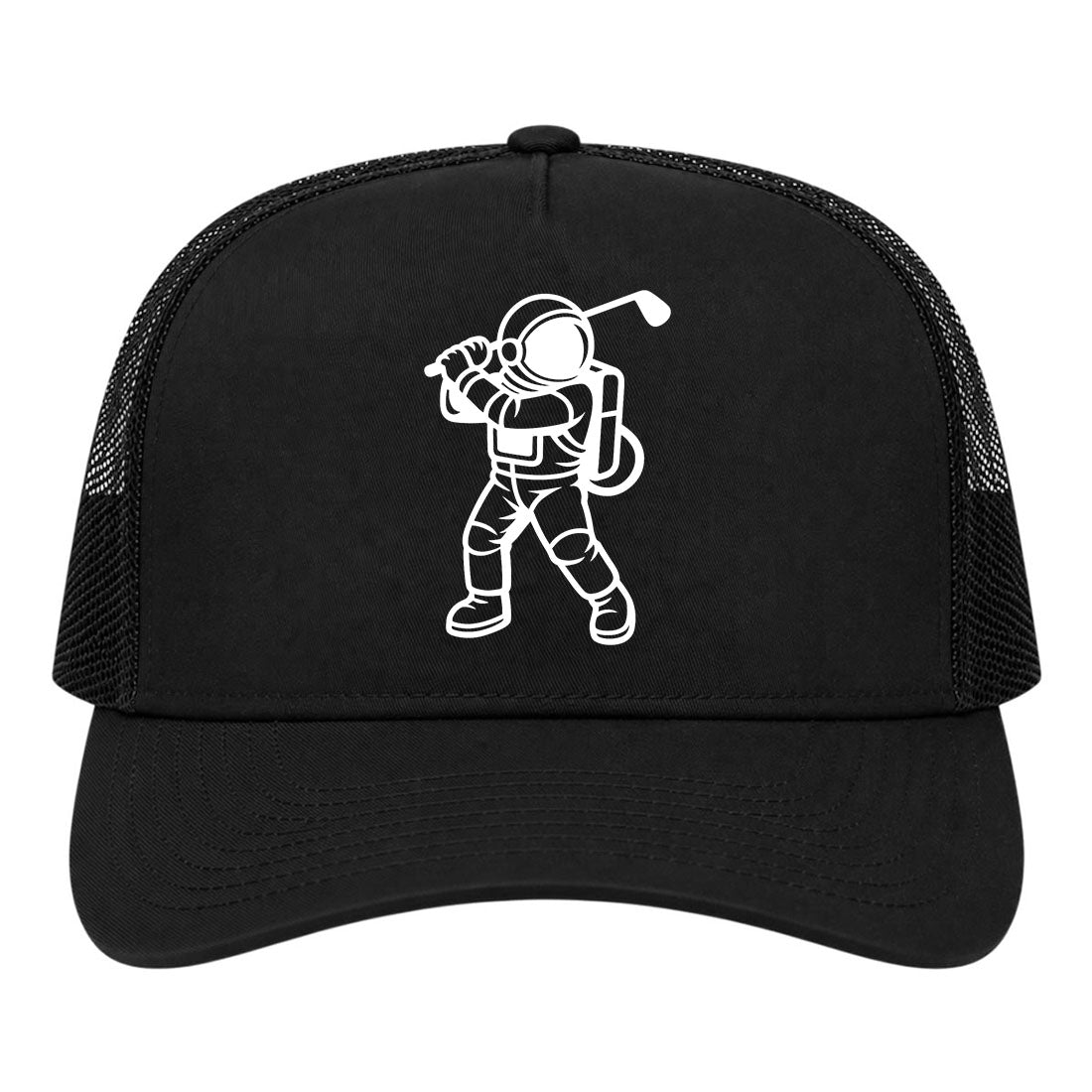 Black Astronaut Space Golf Trucker Hat