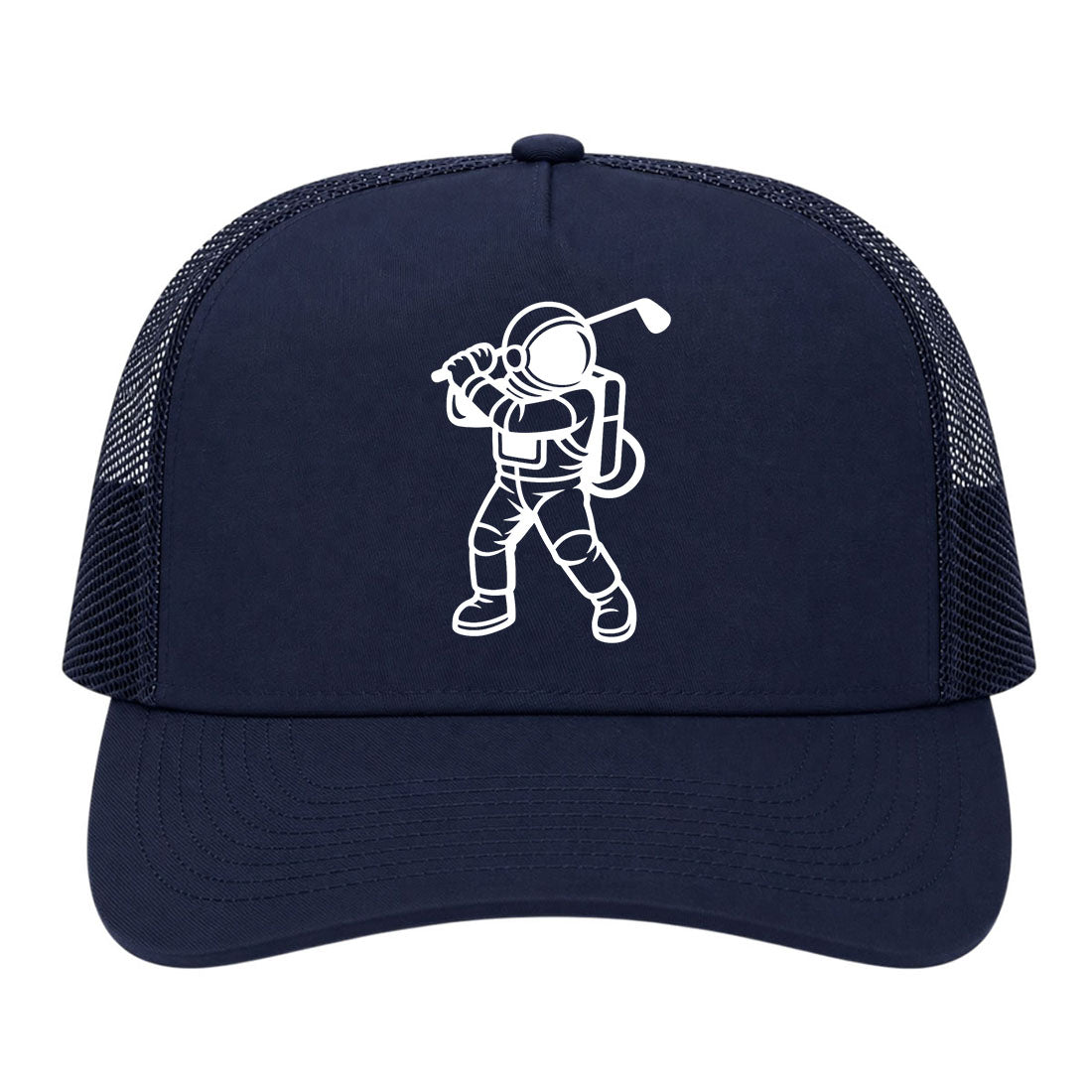 Navy Blue Astronaut Space Golf Trucker Hat