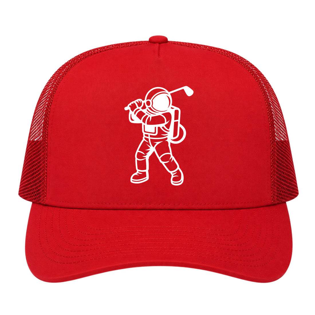Red Astronaut Space Golf Trucker Hat