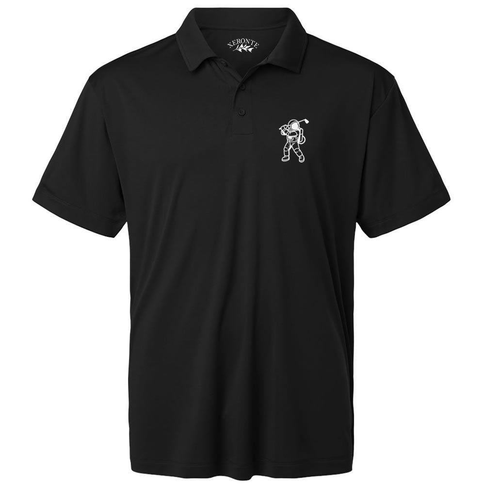 Black Astronaut Space Golfer Men's Short Sleeve Golf Polo Shirt
