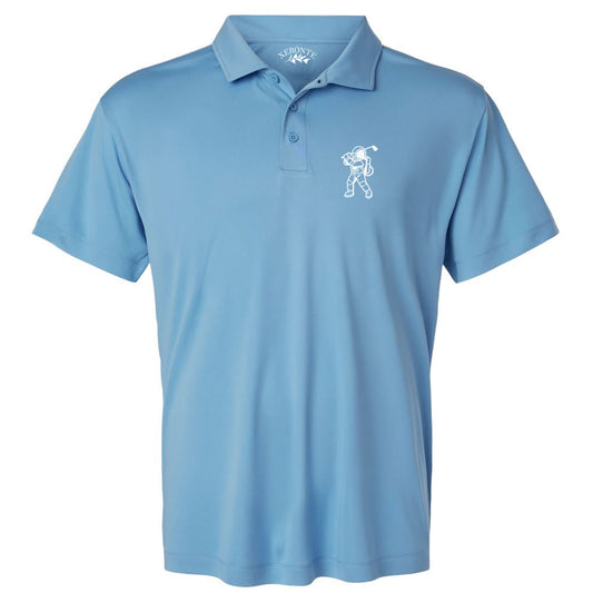Carolina Blue Astronaut Space Golfer Men's Short Sleeve Golf Polo Shirt