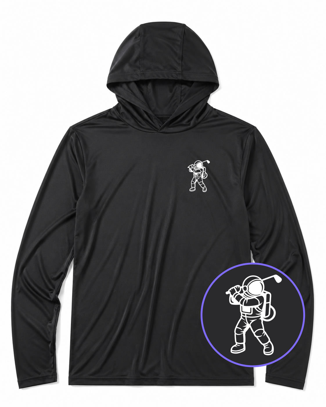 Black Astronaut Space Men's Lightweight Performance Golf Hoodie