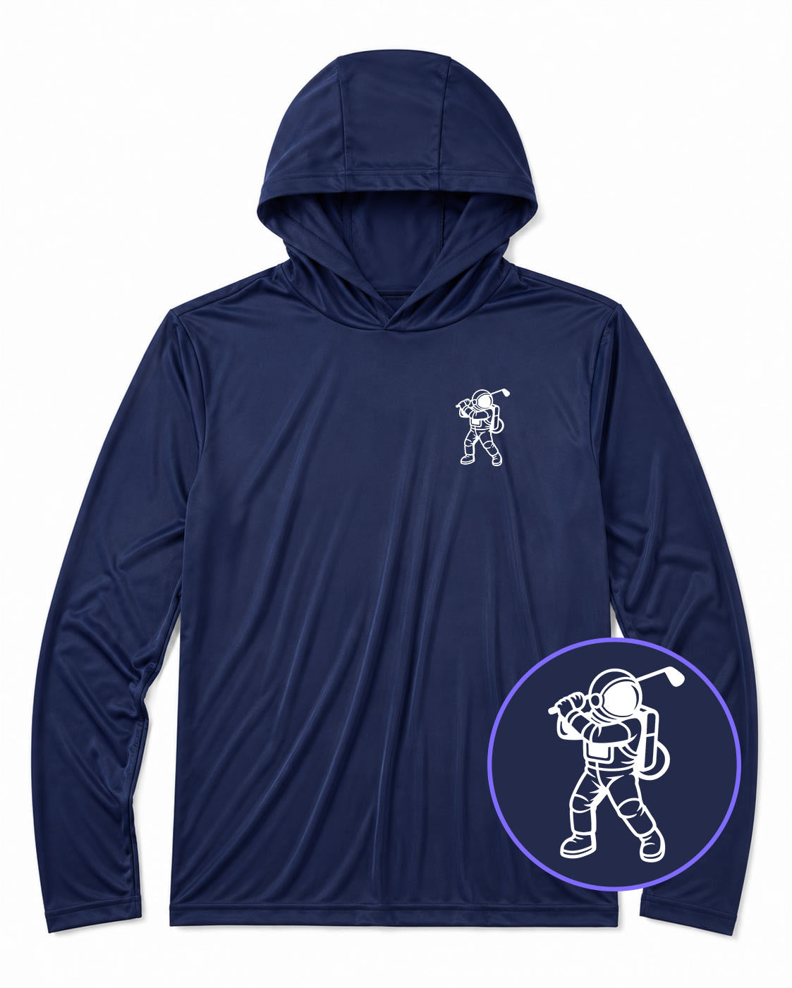 Navy Blue Astronaut Space Men's Lightweight Performance Golf Hoodie