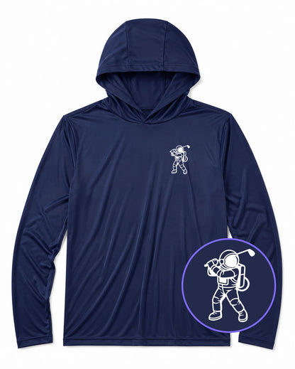 Navy Blue Astronaut Space Men's Lightweight Performance Golf Hoodie