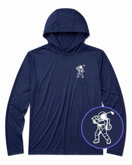 Navy Blue Astronaut Space Men's Lightweight Performance Golf Hoodie