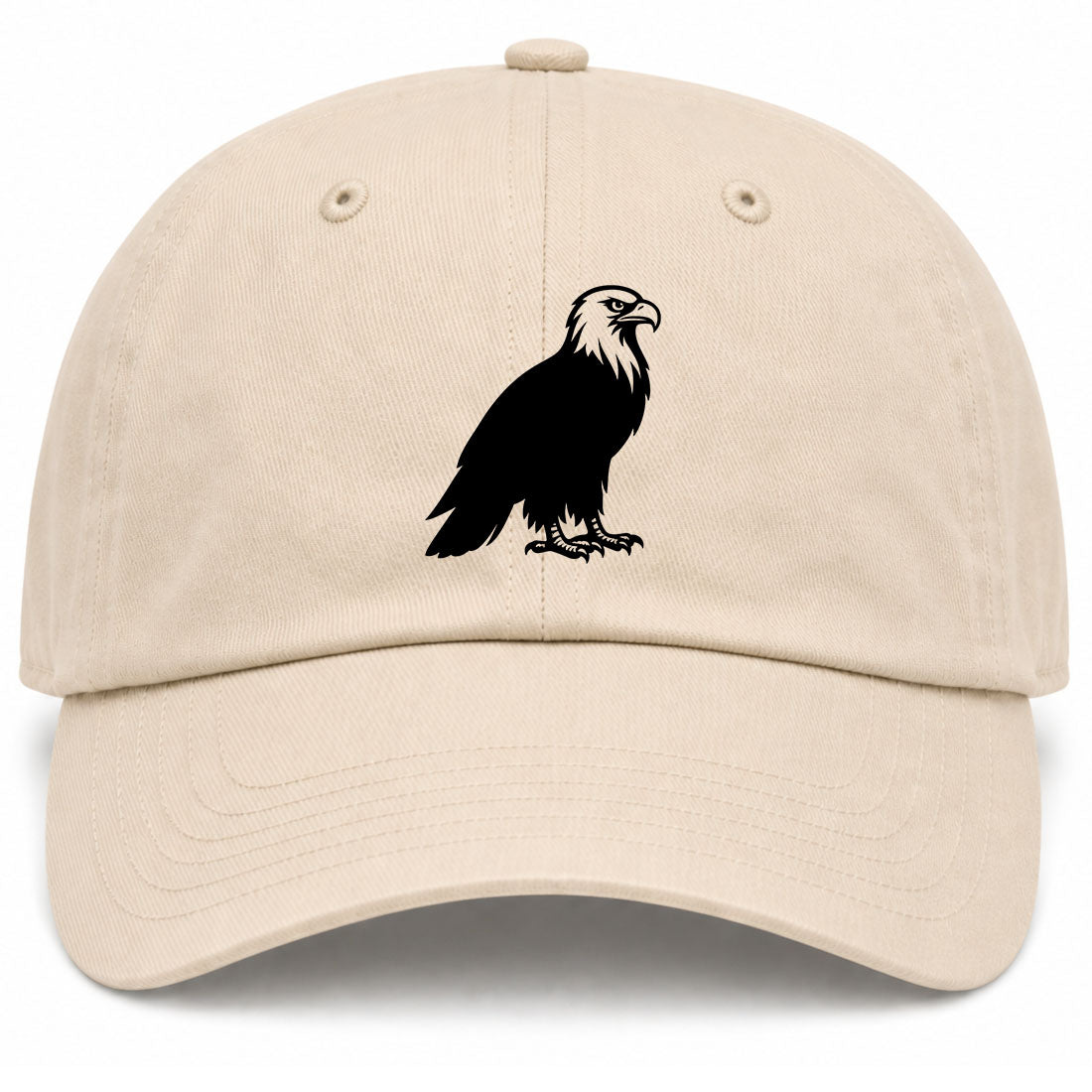 Beige Bald Eagle Golf Dad Hat
