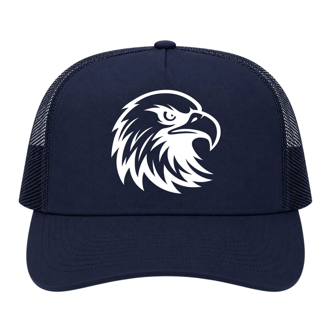 Navy Blue Bald Eagle Head Golf Trucker Hat