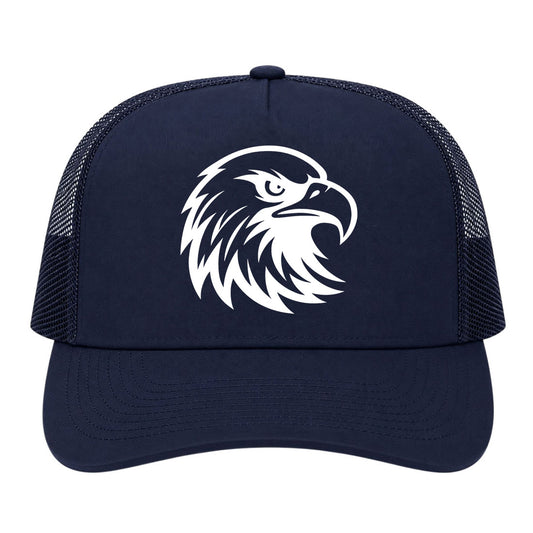Navy Blue Bald Eagle Head Golf Trucker Hat
