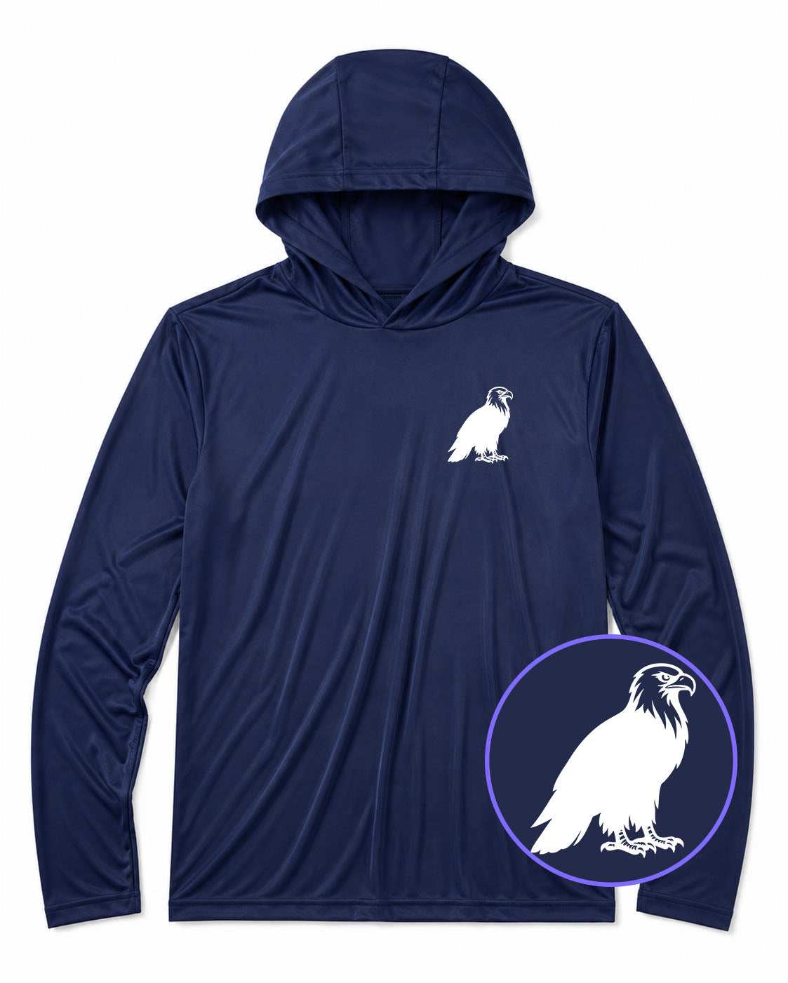 Navy Blue Bald Eagle Men's Lightweight Performance Golf Hoodie