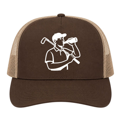 Brown Beer And Golf Trucker Hat