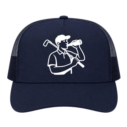 Navy Blue Beer And Golf Trucker Hat