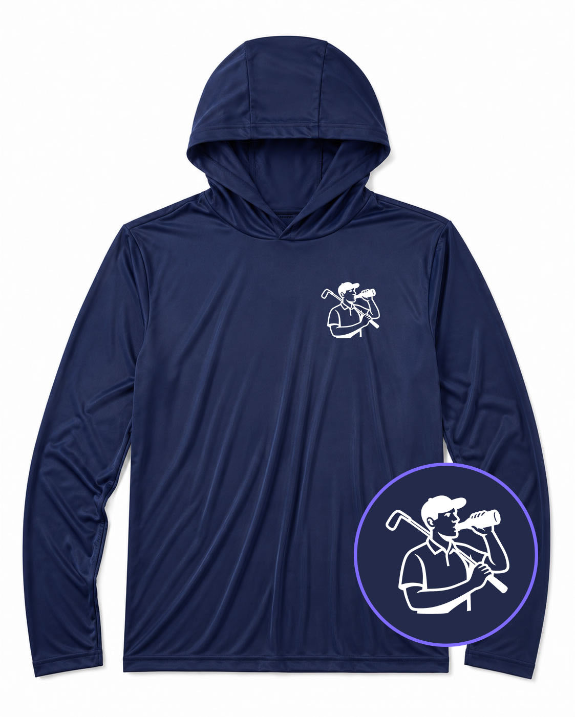 Navy Blue Beer And Golf Men's Lightweight Performance Golf Hoodie