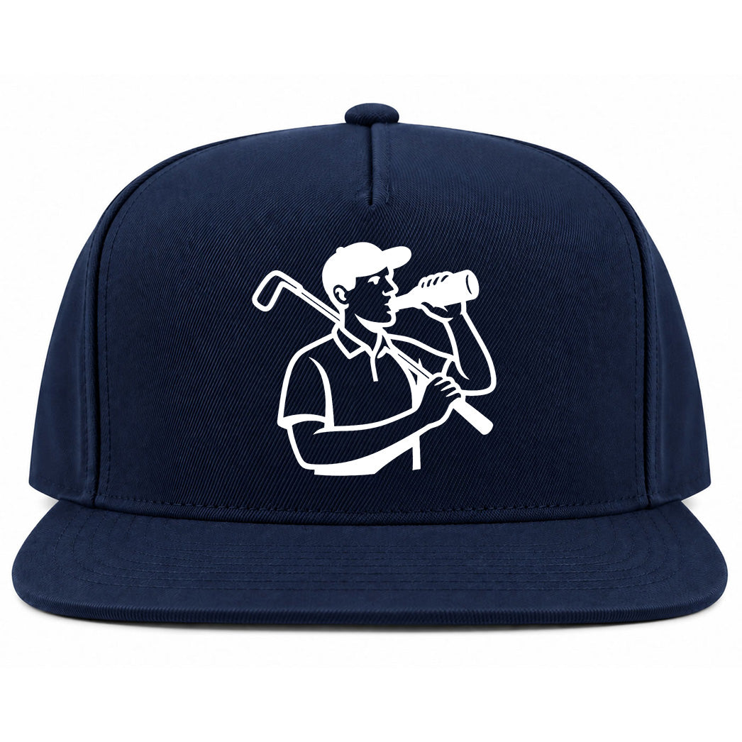 Navy Blue Beer And Golf Snapback Hat