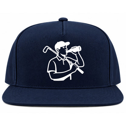 Navy Blue Beer And Golf Snapback Hat
