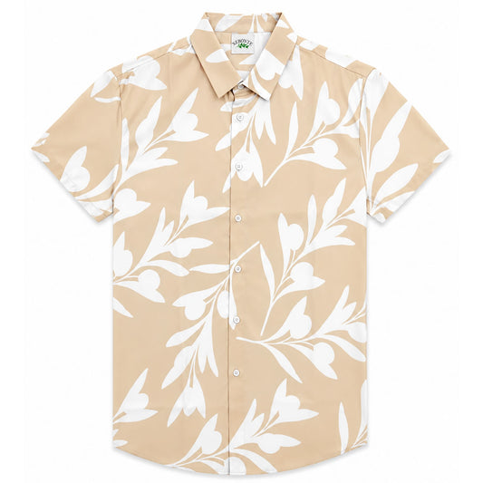Sand Olive Branch Mens Golf Button Down Shirt
