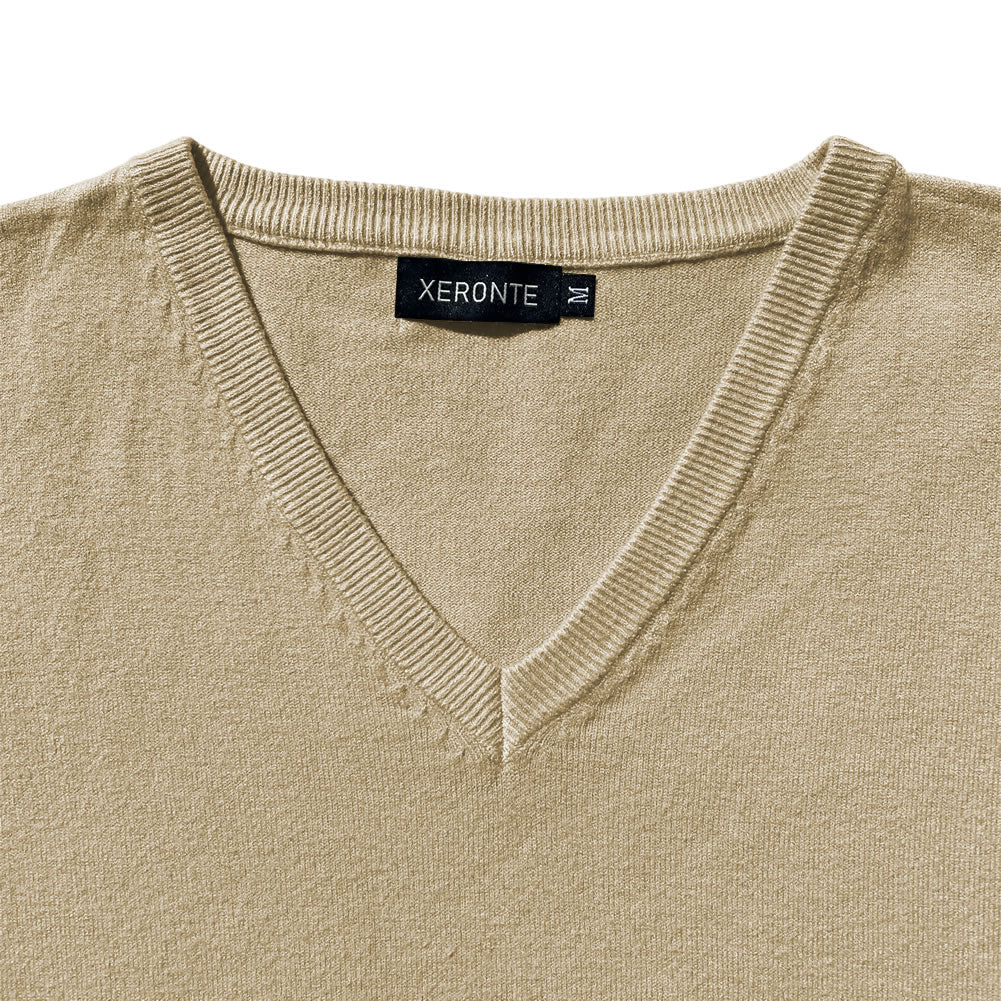 Solid Beige Mens V-Neck Sweater Vest Designer Brand