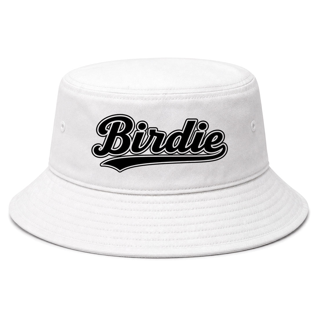 White Birdie Varsity Script Golf Bucket Hat