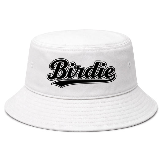 White Birdie Varsity Script Golf Bucket Hat