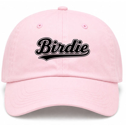 Pink Birdie Varsity Script Golf Dad Hat