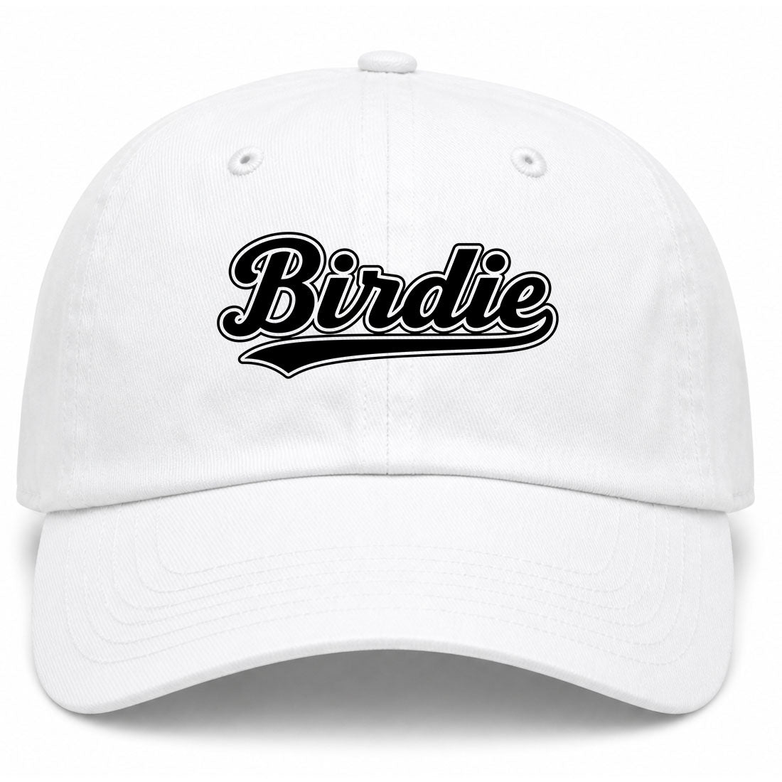 White Birdie Varsity Script Golf Dad Hat