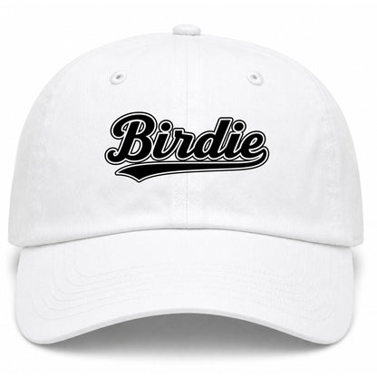 White Birdie Varsity Script Golf Dad Hat