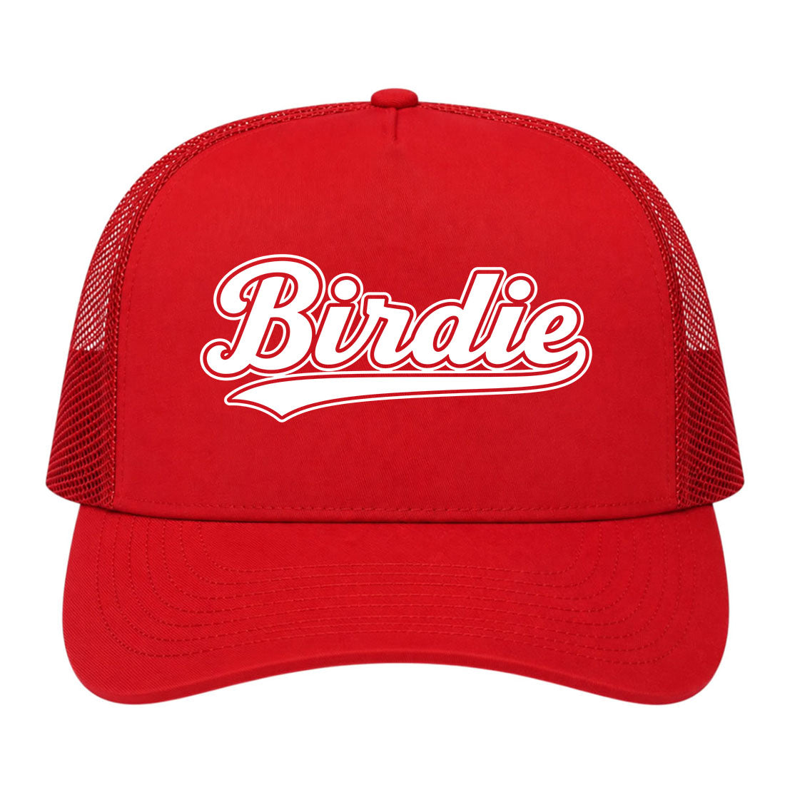 Red Birdie Varsity Script Golf Trucker Hat