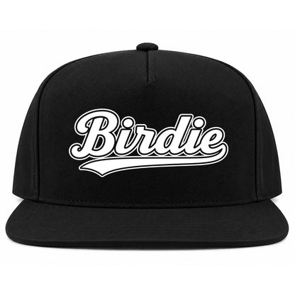 Black Birdie Varsity Script Golf Snapback Hat