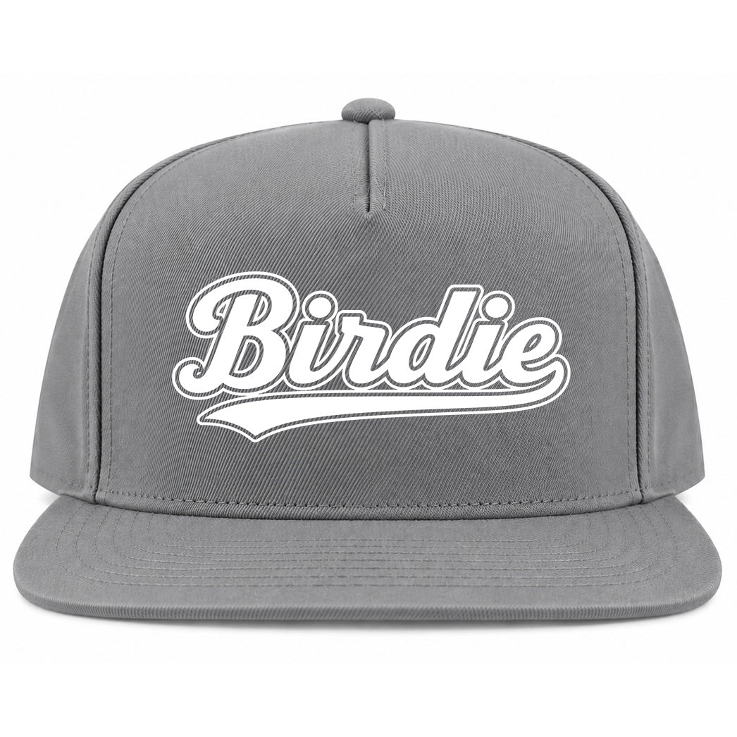 Grey Birdie Varsity Script Golf Snapback Hat