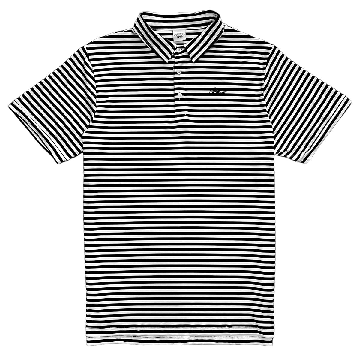 Classic Men's Black and White Striped Polo Golf Shirt