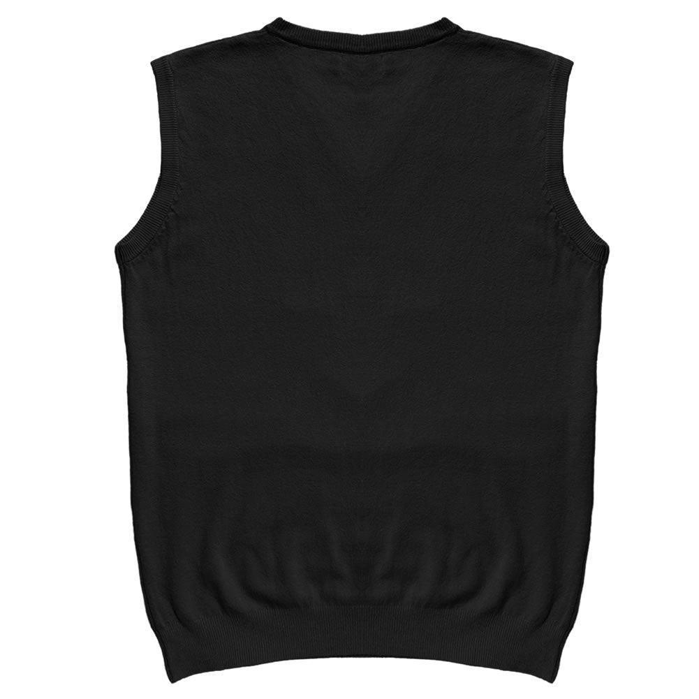 Solid Black Mens V-Neck Sweater Vest Back