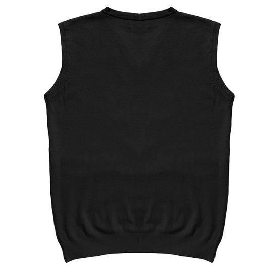 Solid Black Mens V-Neck Sweater Vest Back