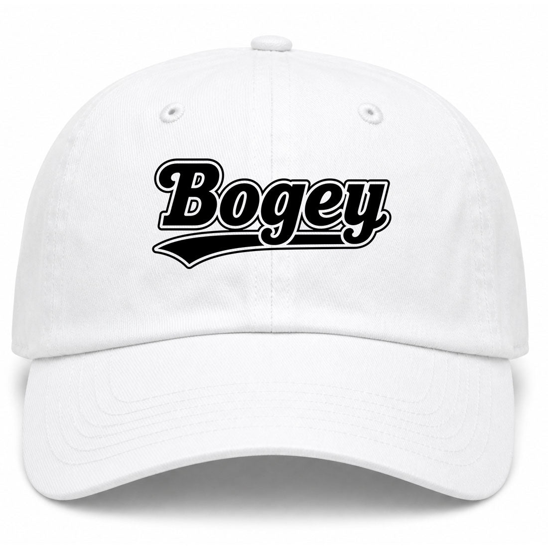 White Bogey Varsity Script Golf Dad Hat