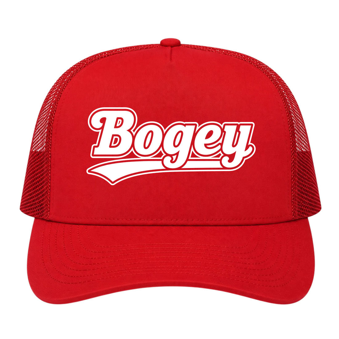 Red Bogey Varsity Script Golf Trucker Hat