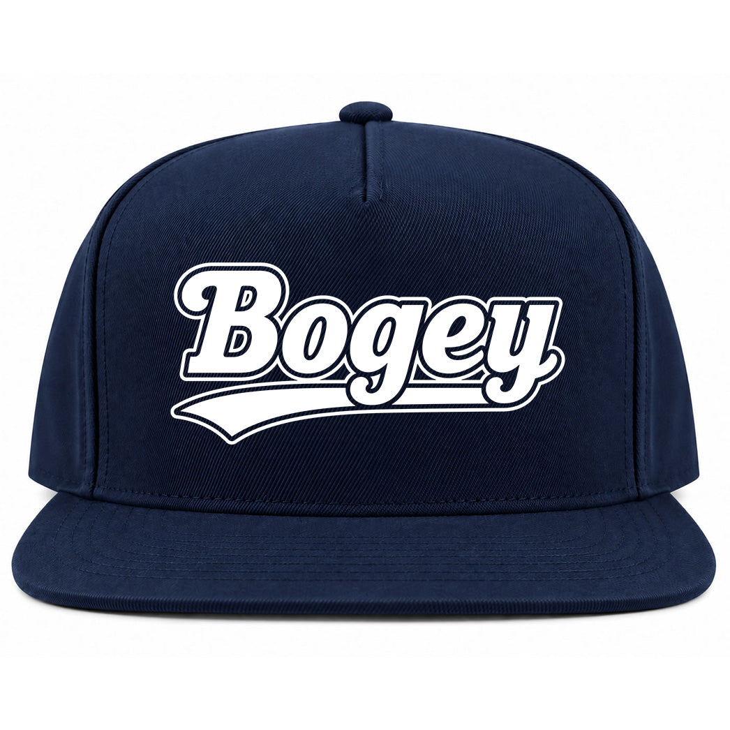 Navy Blue Bogey Varsity Script Golf Snapback Hat