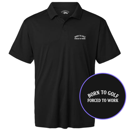 Black Born To Golf Forced To Work Men's Golf Polo Shirt