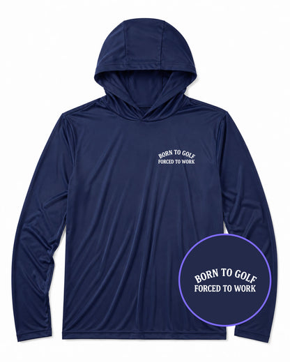 Navy Blue Born To Golf Forced To Work Men's Lightweight Performance Golf Hoodie