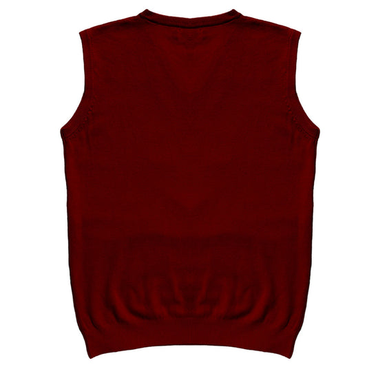 Solid Burgundy Mens V-Neck Sweater Vest Back