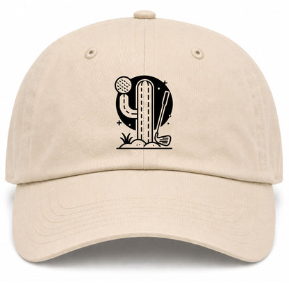 Beige Cactus Desert Golf Dad Hat