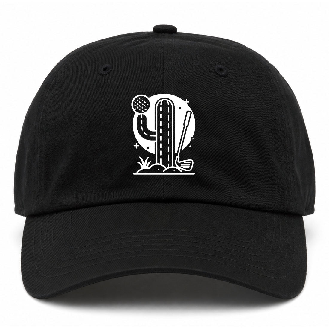 Black Cactus Desert Golf Dad Hat