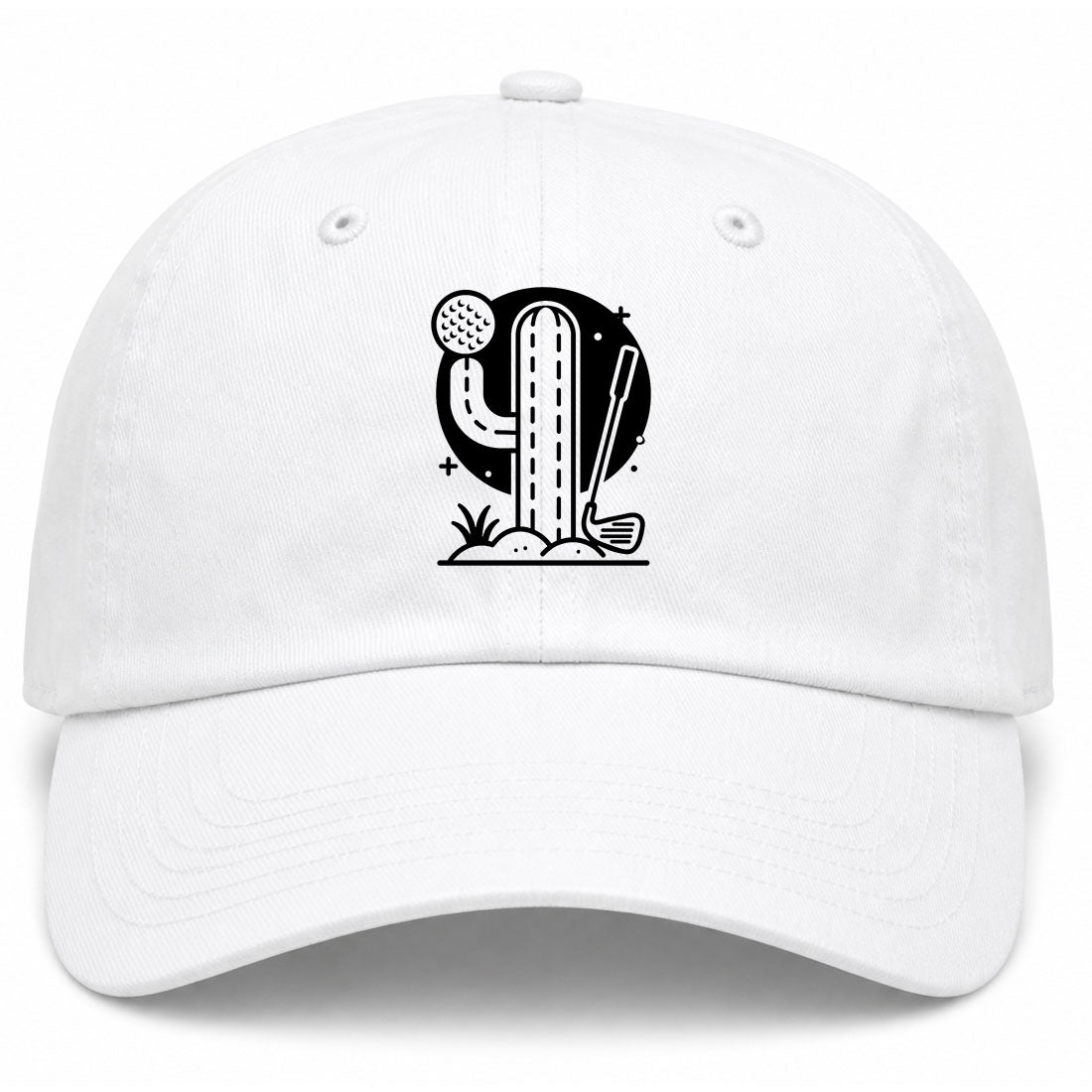 White Cactus Desert Golf Dad Hat