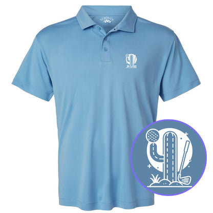 Carolina Blue Cactus Desert Golf Men's Golf Polo Shirt