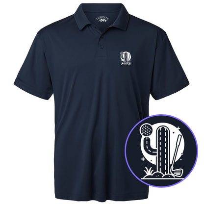 Navy Blue Cactus Desert Golf Men's Golf Polo Shirt