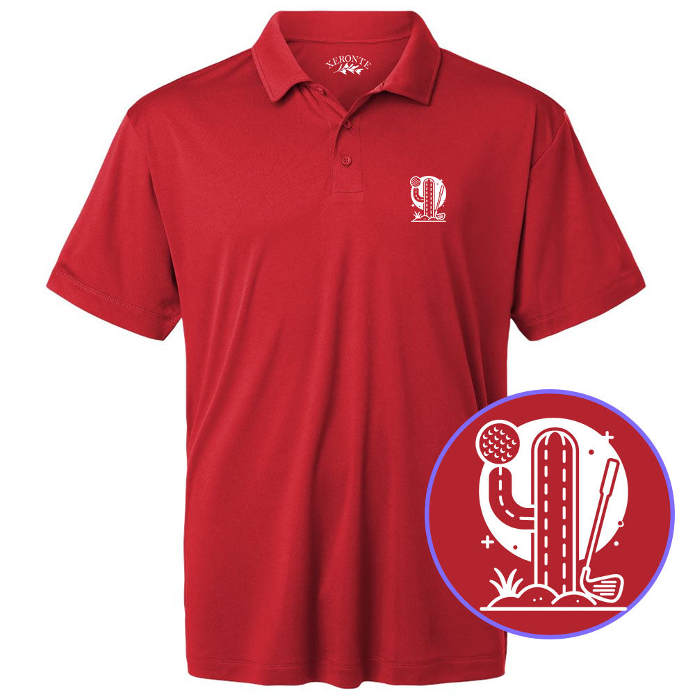 Red Cactus Desert Golf Men's Golf Polo Shirt