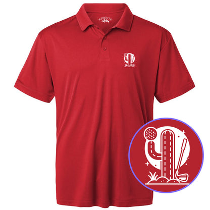 Red Cactus Desert Golf Men's Golf Polo Shirt