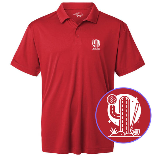 Red Cactus Desert Golf Men's Golf Polo Shirt