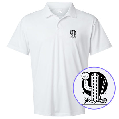 White Cactus Desert Golf Men's Golf Polo Shirt