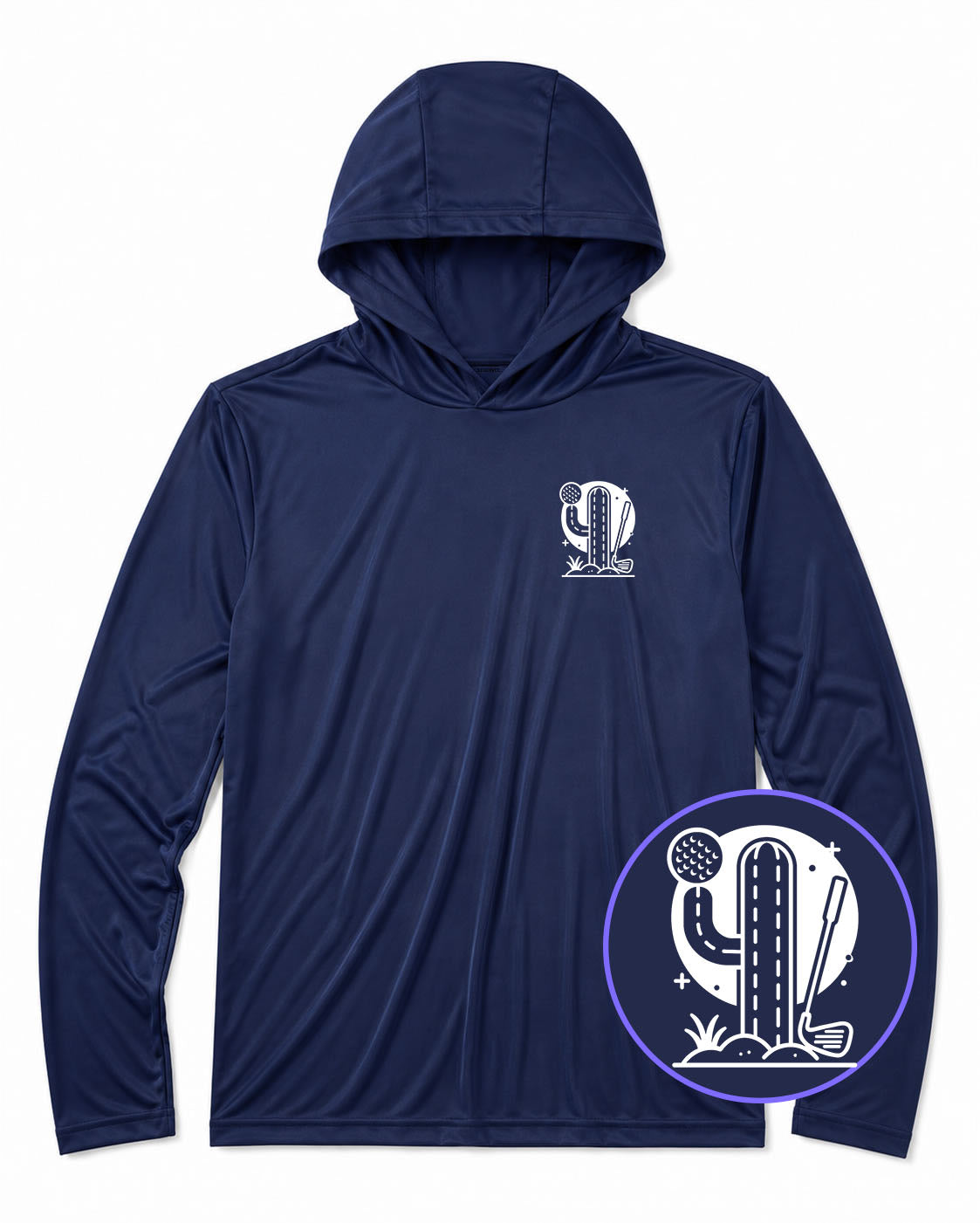 Navy Blue Cactus Desert Golf Men's Lightweight Performance Golf Hoodie